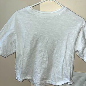 Cropped white tee